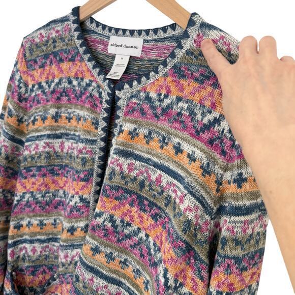 Alfred Dunner Chelsea Market Multi Texture Stripe Cardigan Size‎ M - Picture 7 of 8